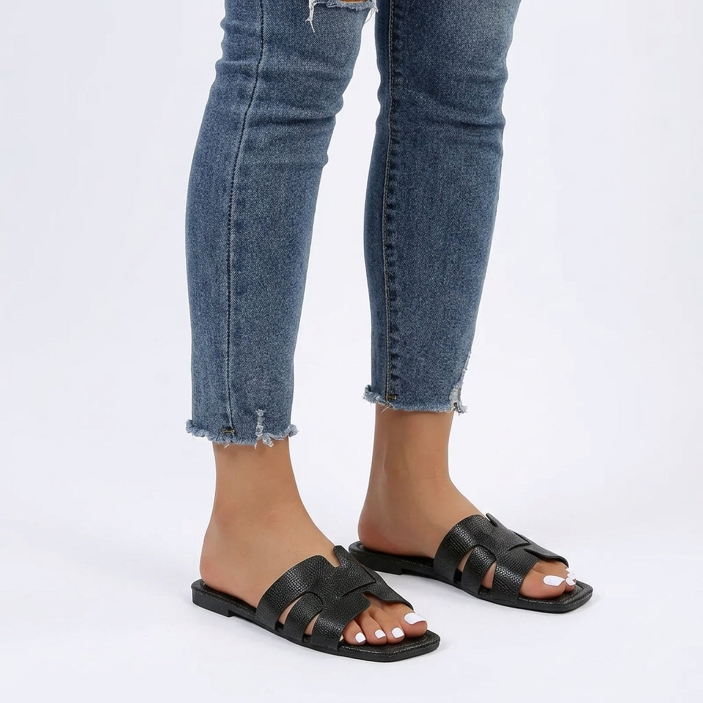 Kylie - Sandalia Plana Mujer Zueco Verano de Tendencia