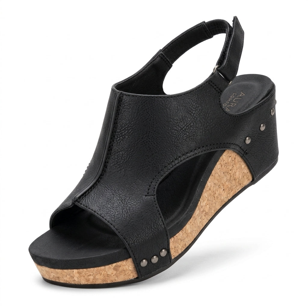 Hudus - Sandalia Mujer Piel de Cuña Estilo Gladiador