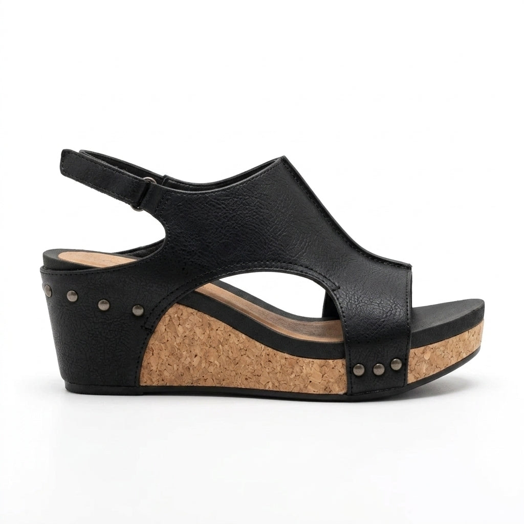 Hudus - Sandalia Mujer Piel de Cuña Estilo Gladiador