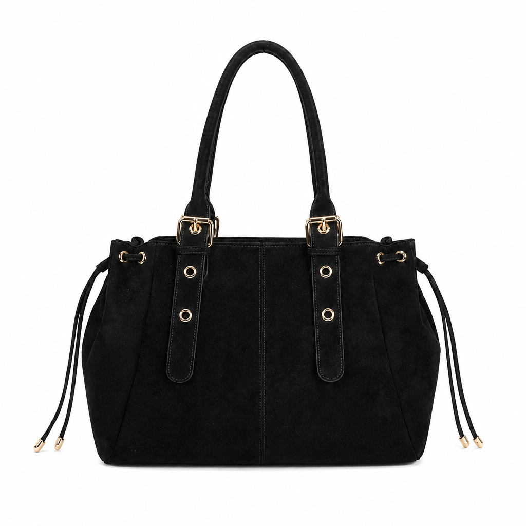 KAHINA Gamuza - Bolso de Mujer Negro de Gamuza