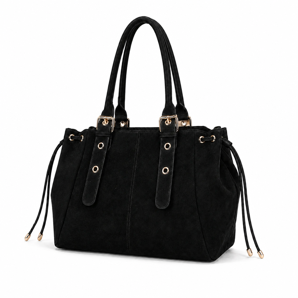 KAHINA Gamuza - Bolso de Mujer Negro de Gamuza
