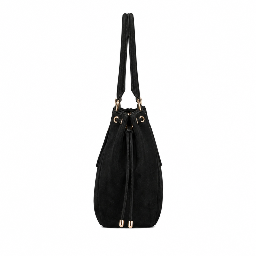 KAHINA Gamuza - Bolso de Mujer Negro de Gamuza
