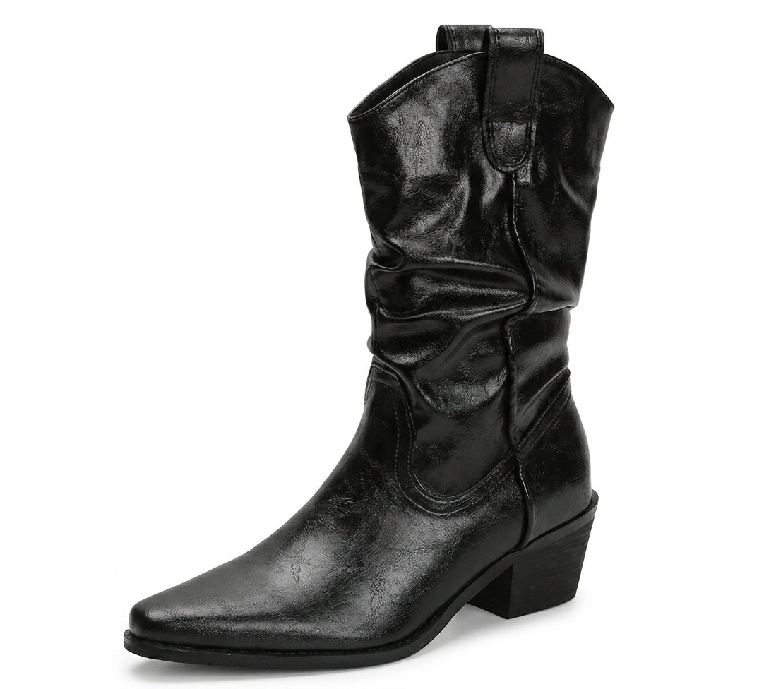 Laurentia - Bota Campera Corta de Piel Brillante