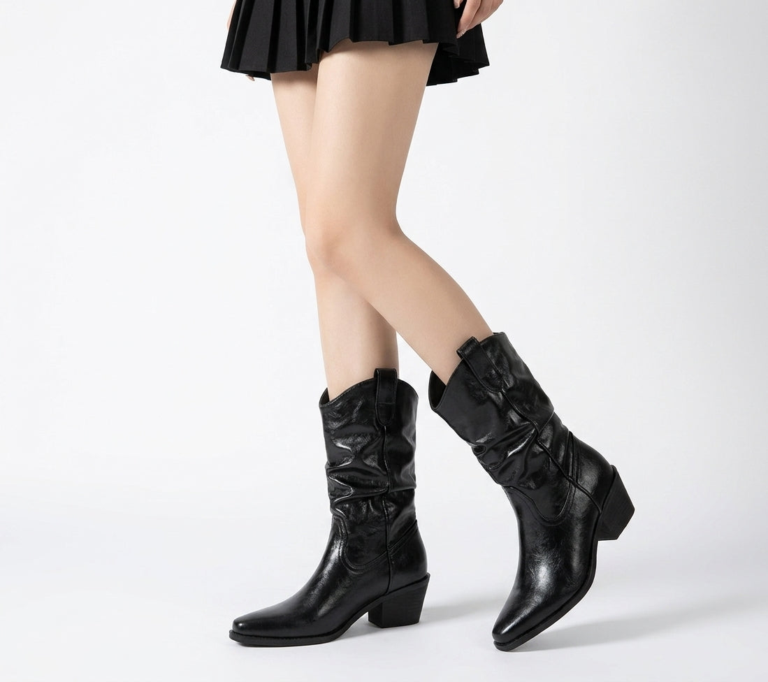 Laurentia - Bota Campera Corta de Piel Brillante