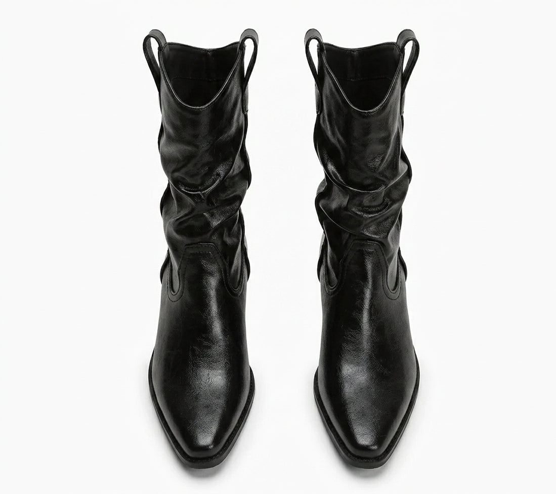 Laurentia - Bota Campera Corta de Piel Brillante
