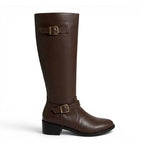 Fanny - Botas de Montar Mujer Hebillas Doradas Y Tacón Bajo Elegante