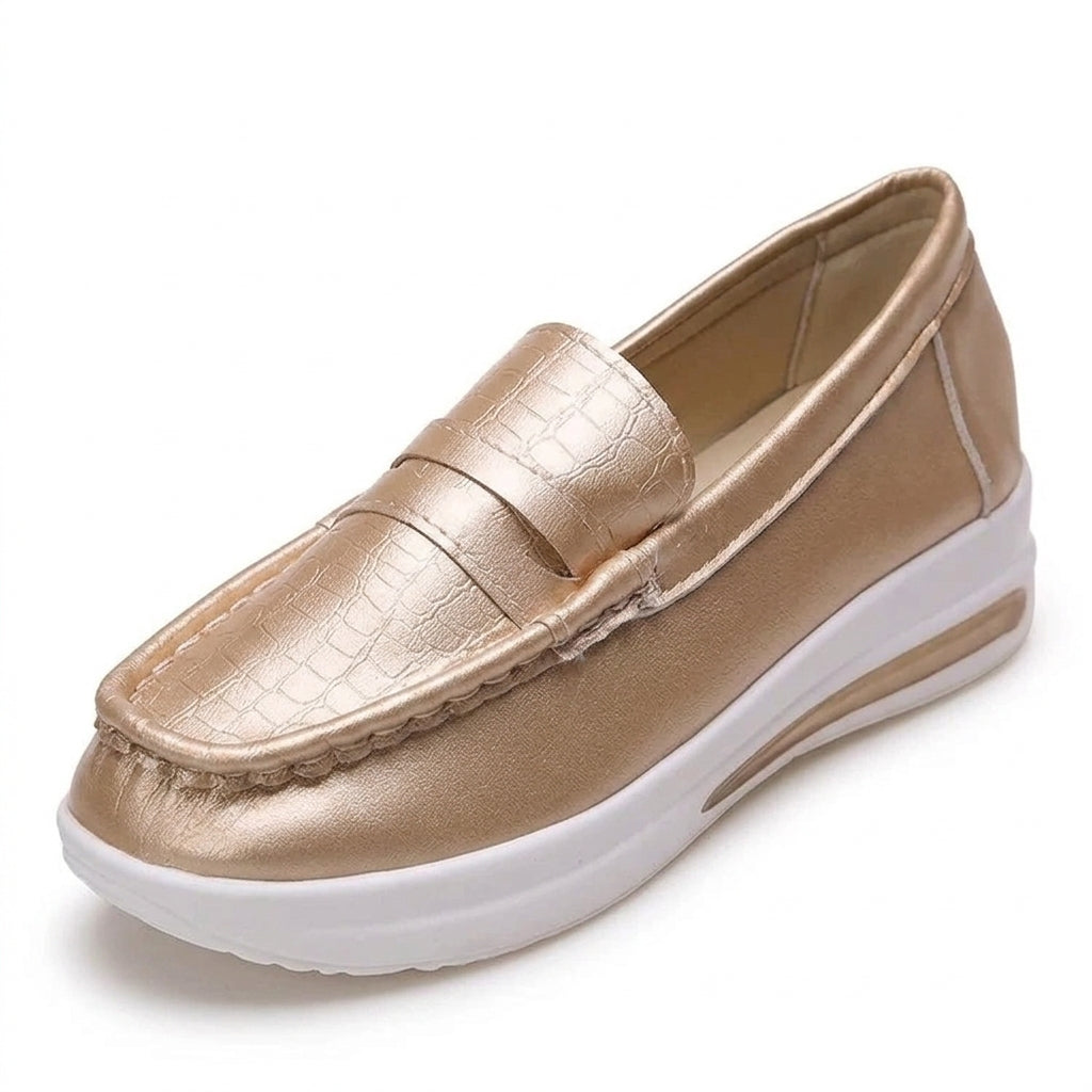 Taama - Mocasín Mujer Metalizado de Suela de Cuña