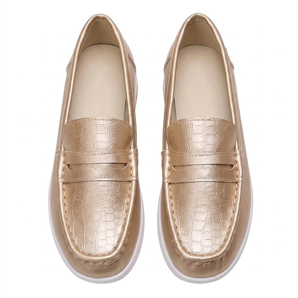 Taama - Mocasín Mujer Metalizado de Suela de Cuña