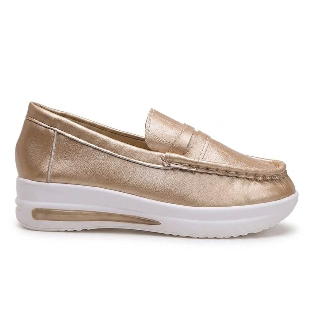 Taama - Mocasín Mujer Metalizado de Suela de Cuña