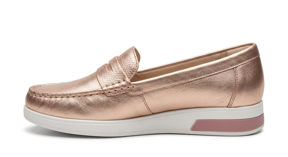 Taama - Mocasín Mujer Metalizado de Suela de Cuña