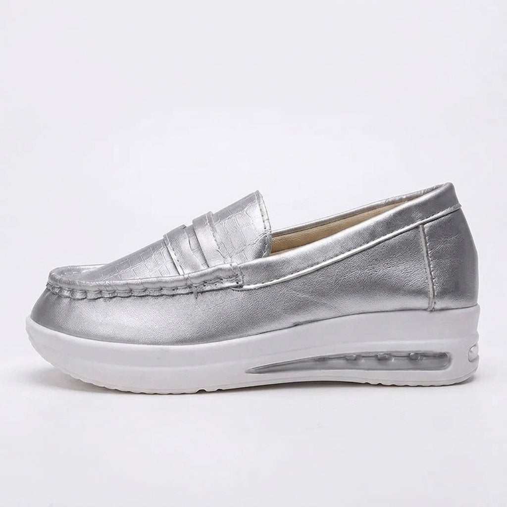 Taama - Mocasín Mujer Metalizado de Suela de Cuña