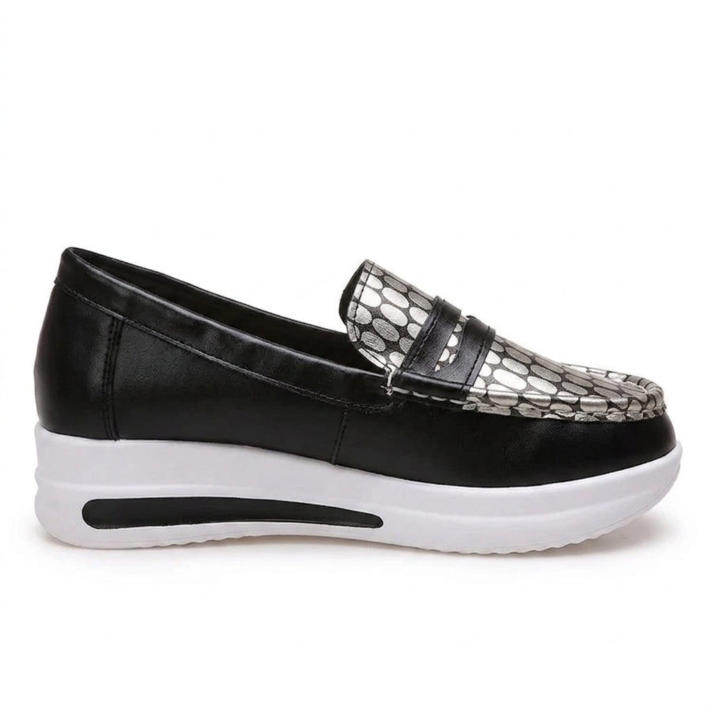 Taama - Mocasín Mujer Metalizado de Suela de Cuña