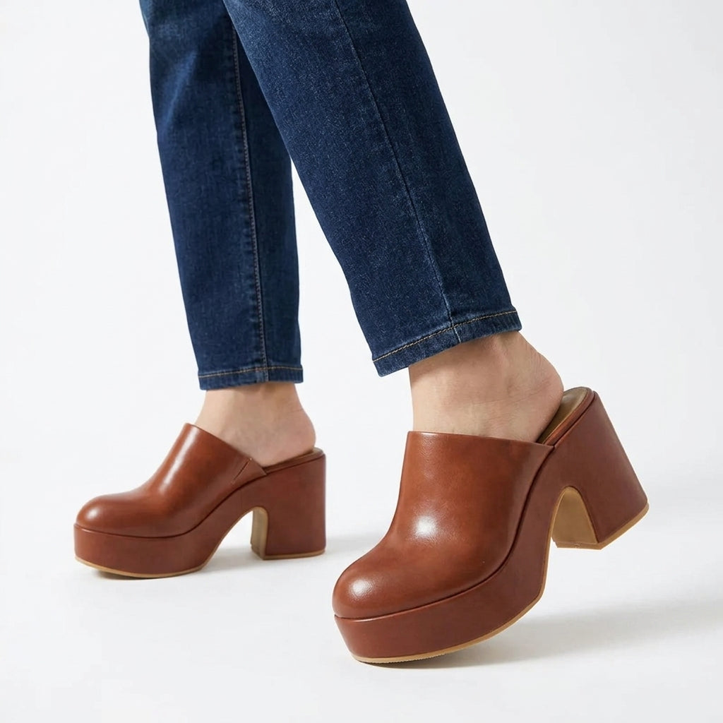 Elyora - Zueco Mujer Tacón Alto Vintage