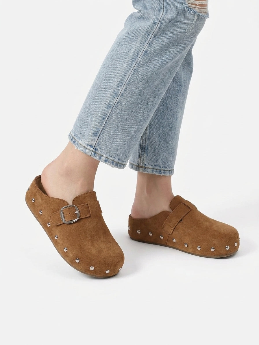 Noréa - Zueco Mujer Ante Hebilla Confort Casual