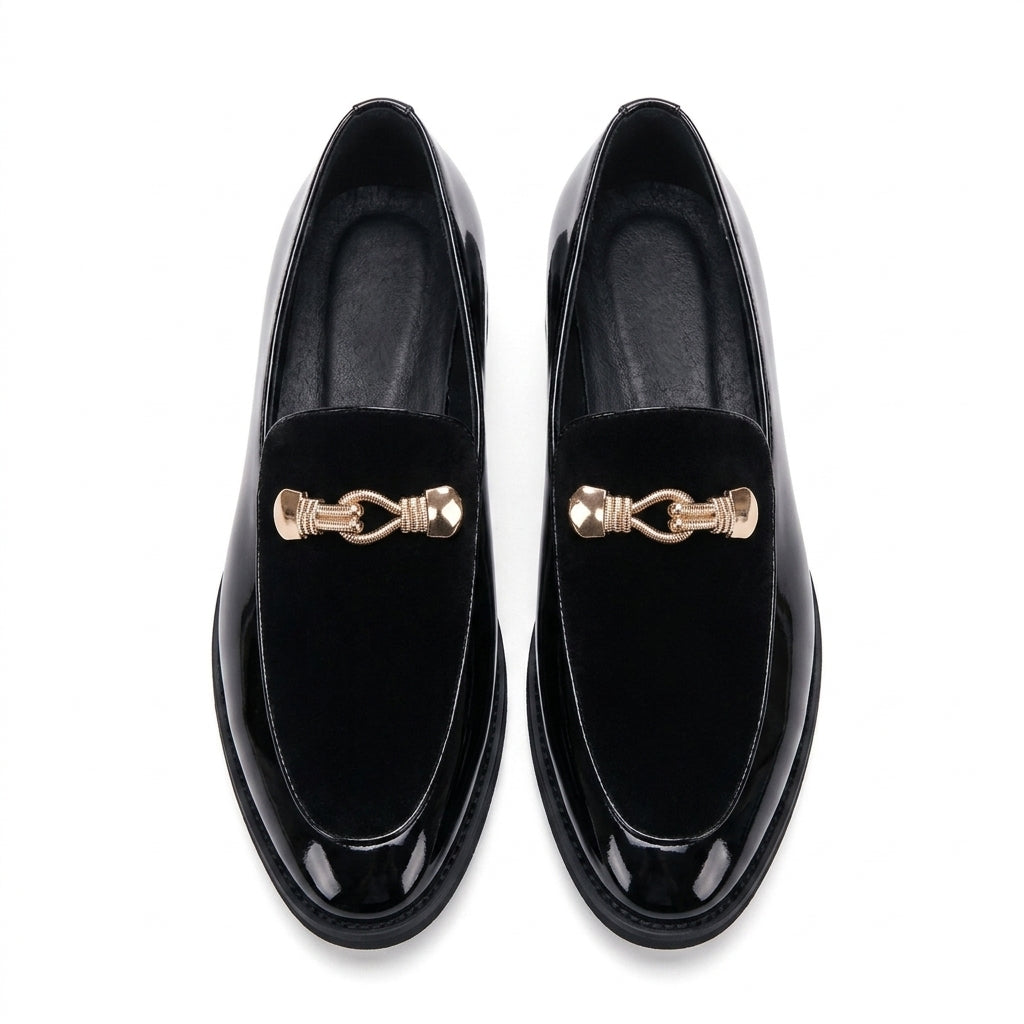 Valenzo - Mocasín Mujer de Charol Joya Dorado Chic