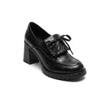 Mera - Mocasín de Tacón Ancho Mujer de Piel Arrugado