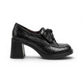Mera - Mocasín de Tacón Ancho Mujer de Piel Arrugado