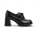 Mera - Mocasín de Tacón Ancho Mujer de Piel Arrugado