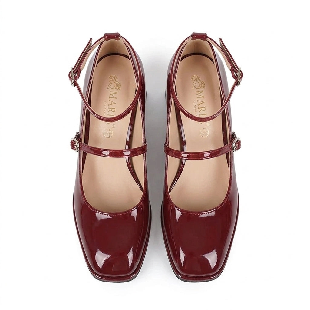 Mary Jane - Mocasín para Mujer de Piel de Charol de Tacón
