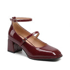 Mary Jane - Mocasín para Mujer de Piel de Charol de Tacón