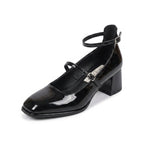 Mary Jane - Mocasín para Mujer de Piel de Charol de Tacón