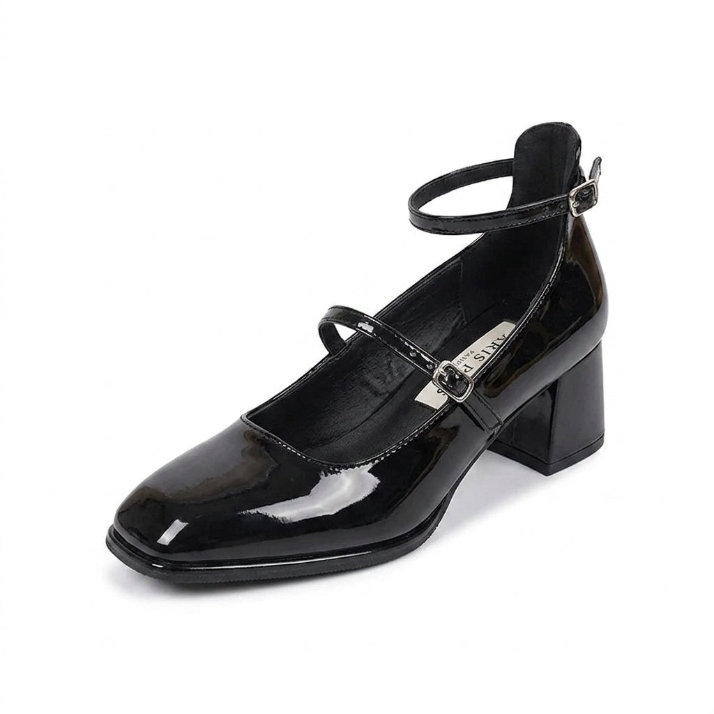 Mary Jane - Mocasín para Mujer de Piel de Charol de Tacón