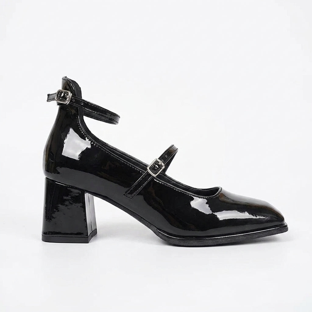 Mary Jane - Mocasín para Mujer de Piel de Charol de Tacón