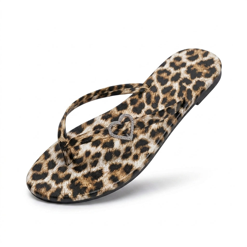 Léontine - Sandalia Plana Mujer Estampado de Leopardo Chic