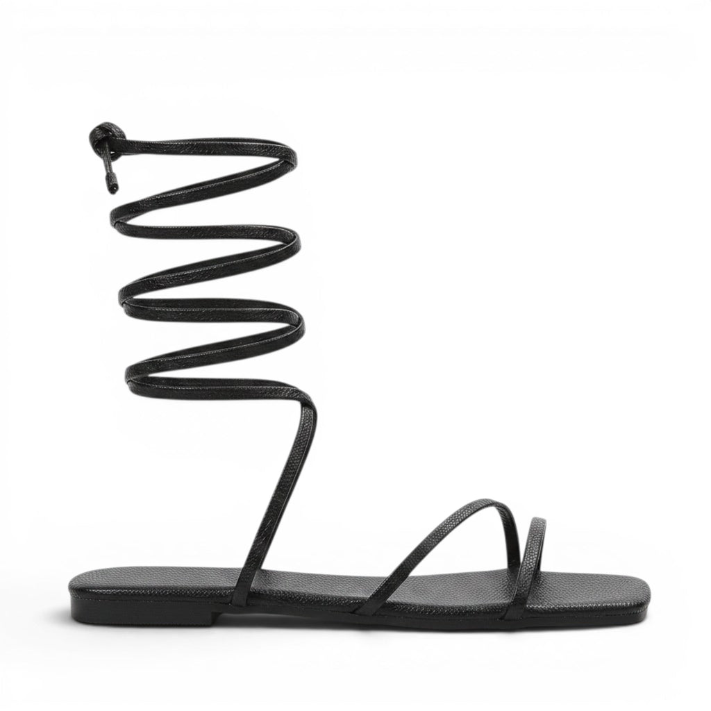 Yula - Sandalia Plana Mujer Cordones Altos