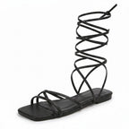 Yula - Sandalia Plana Mujer Cordones Altos