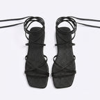 Yula - Sandalia Plana Mujer Cordones Altos