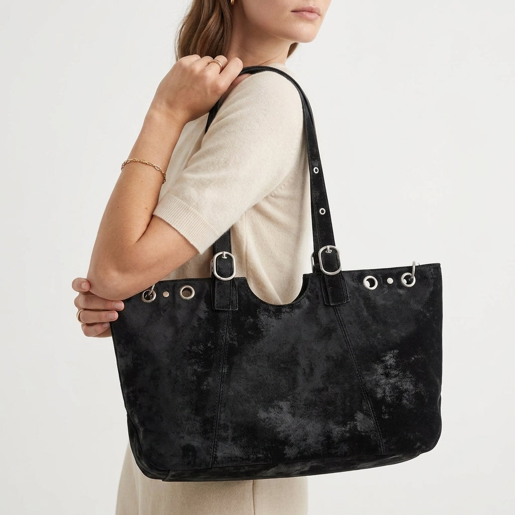 Raven – Bolso Tote de Mujer en Ante Efecto Envejecido