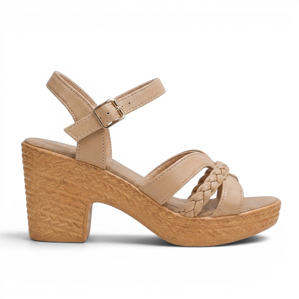 Raphia - Sandalia de Tacón Trenzadas para Mujer