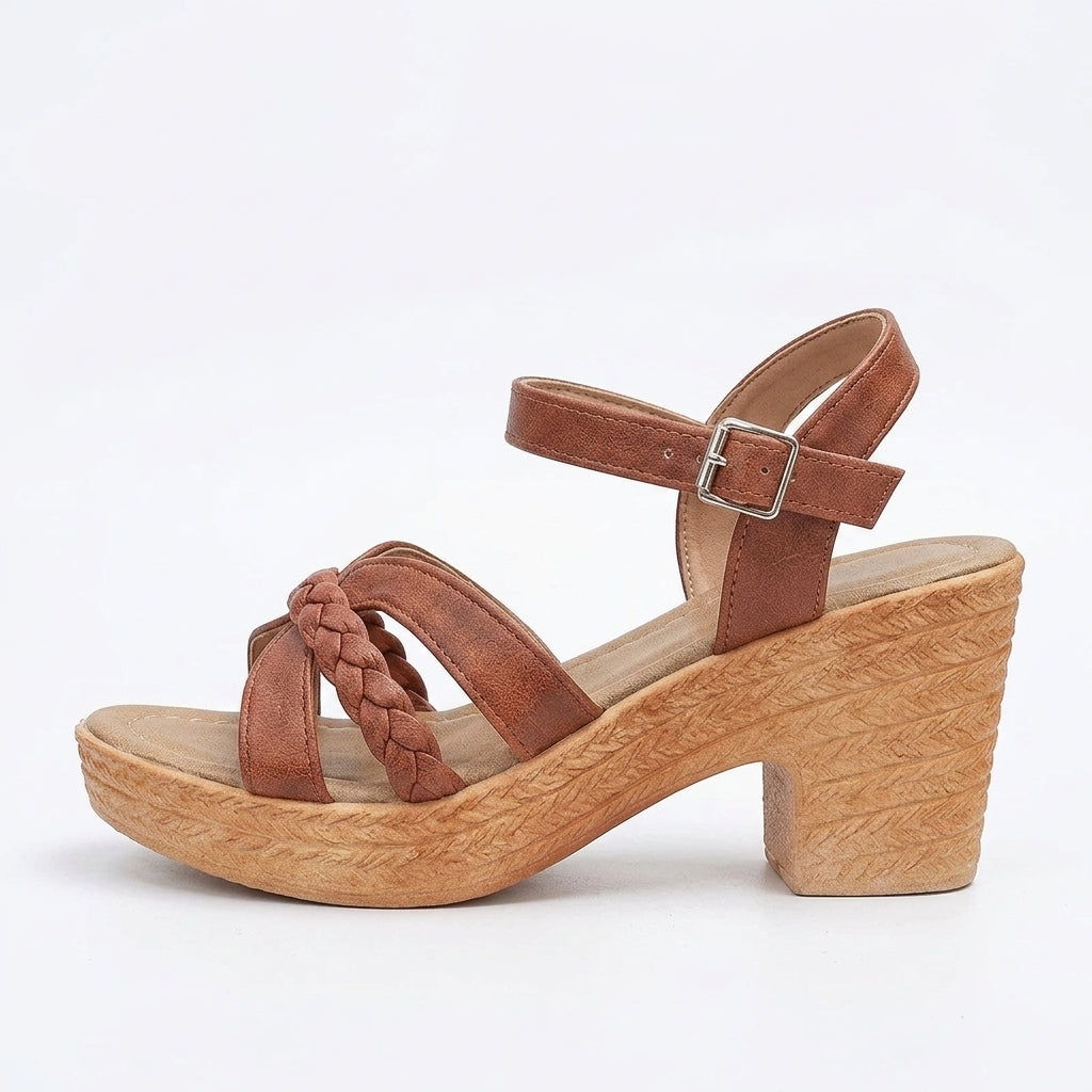 Raphia - Sandalia de Tacón Trenzadas para Mujer