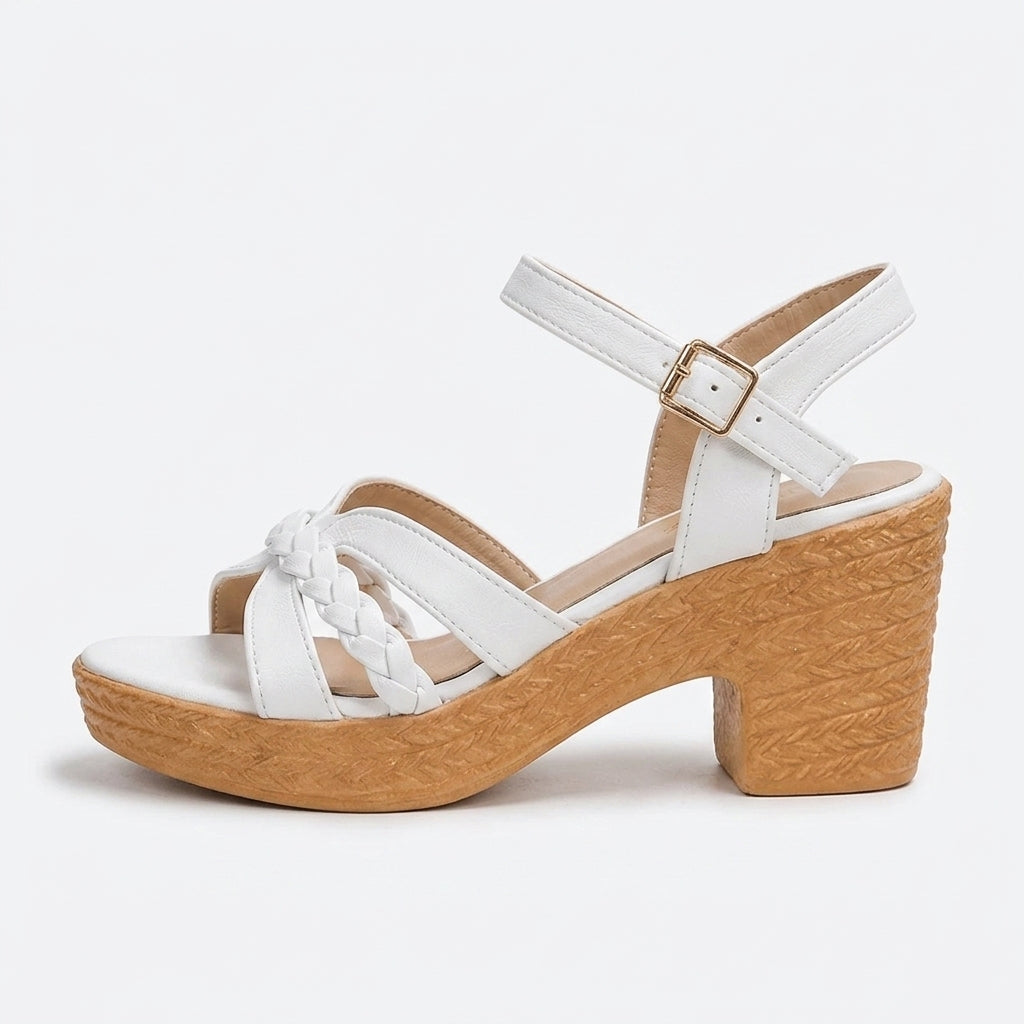 Raphia - Sandalia de Tacón Trenzadas para Mujer