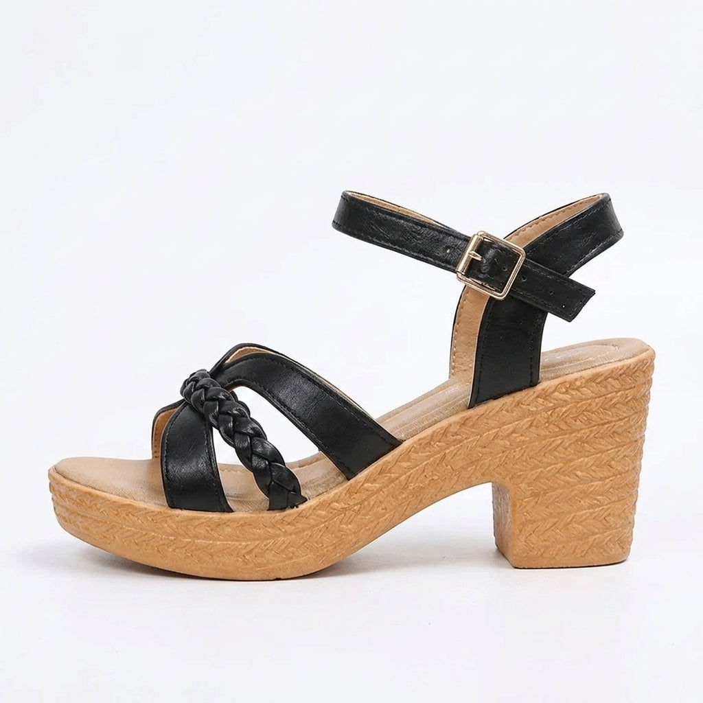 Raphia - Sandalia de Tacón Trenzadas para Mujer