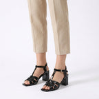 Fayis - Sandalia Mujer de Tacón Cuadrado Piel de Charol