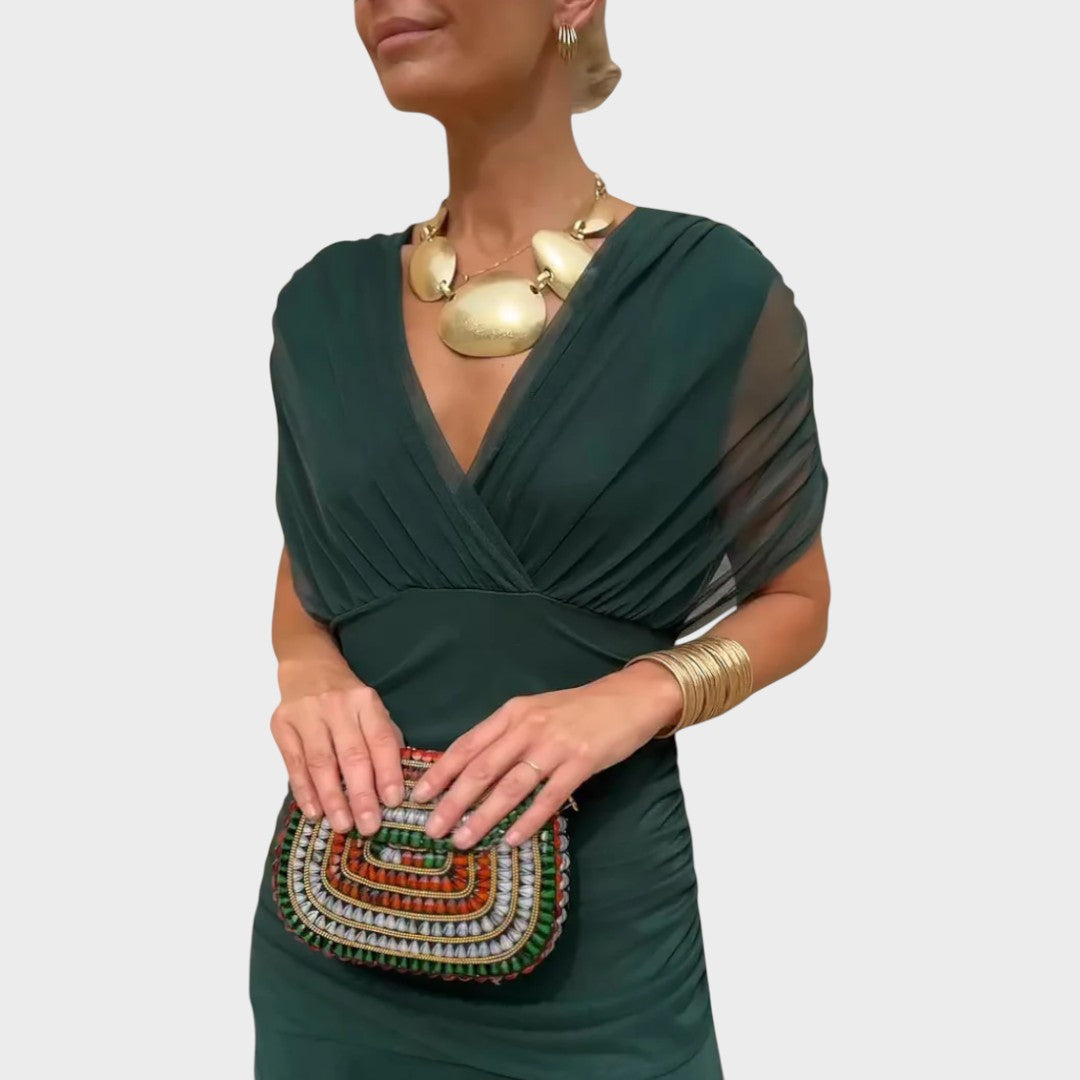 Lora | Vestido Largo Con Escote En V - OSMARA Fashion - vista 5