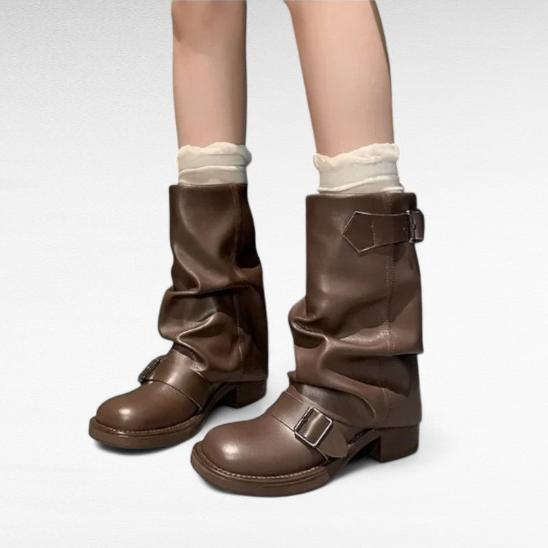 Suzy - Botines de Montar Mujer de Hebillas Estilo Motera