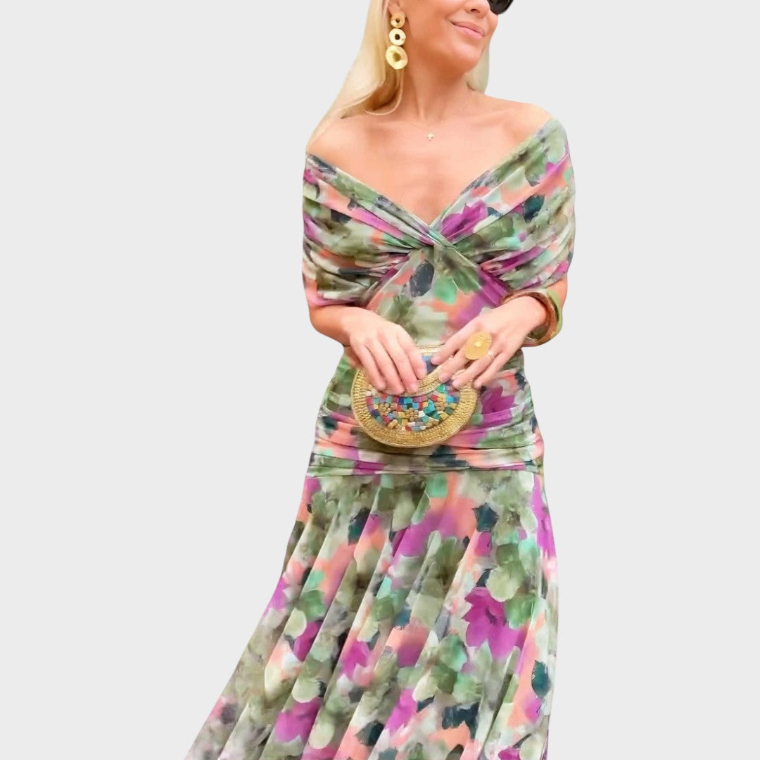 Lora | Vestido Largo Con Escote En V - OSMARA Fashion - vista 2