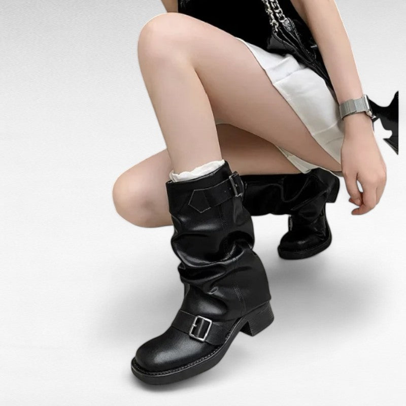Suzy - Botines de Montar Mujer de Hebillas Estilo Motera
