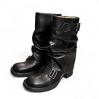 Suzy - Botines de Montar Mujer de Hebillas Estilo Motera
