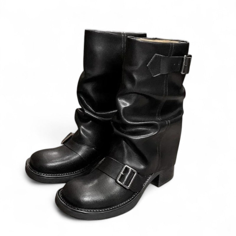 Suzy - Botines de Montar Mujer de Hebillas Estilo Motera