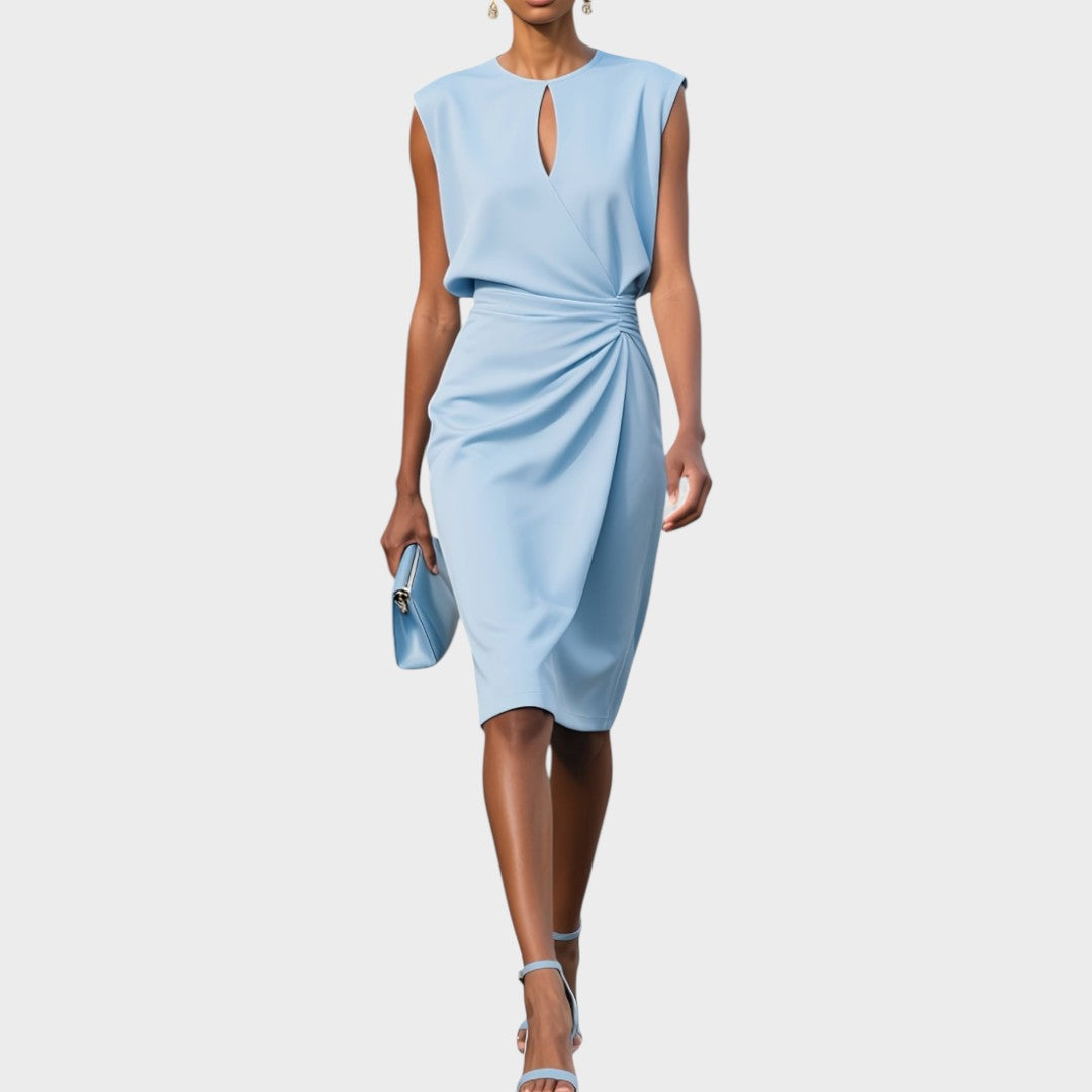 Moana | Vestido Midi de Manga Larga Con Cuello Redondo - OSMARA Fashion
