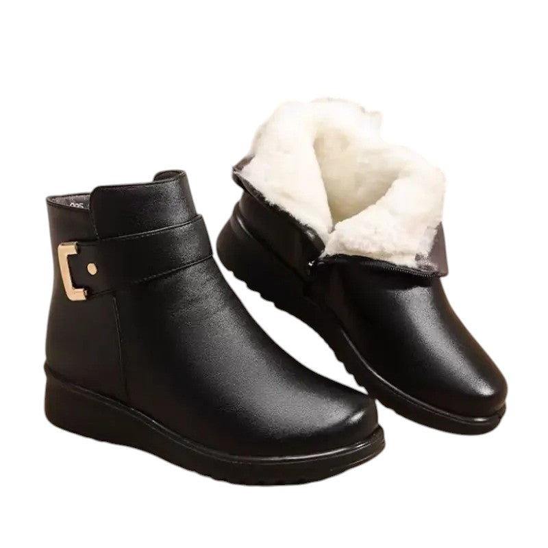 Aby - Botines Forradas Negras y Clásicas para Mujer
