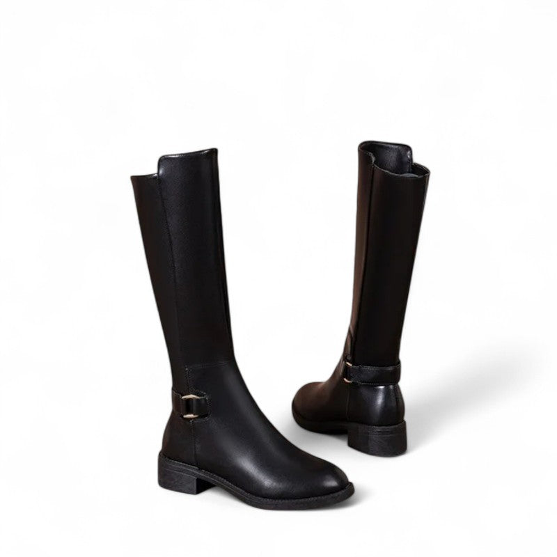 Lotta - Bota Alta Negra de Hebilla Metálico