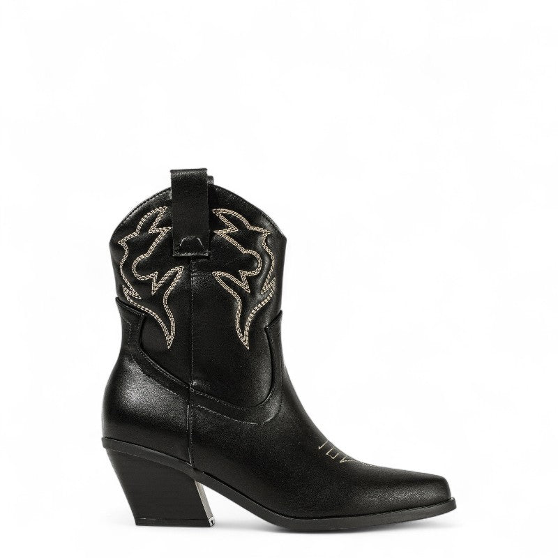 Lysa - Bota Campera Baja Mujer de Tacón Estilo Cowboy