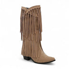 Ela - Bota Campera Media-alta Estilo Cowboy de Flecos