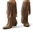 Ela - Bota Campera Media-alta Estilo Cowboy de Flecos