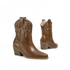 Lysa - Bota Campera Baja Mujer de Tacón Estilo Cowboy